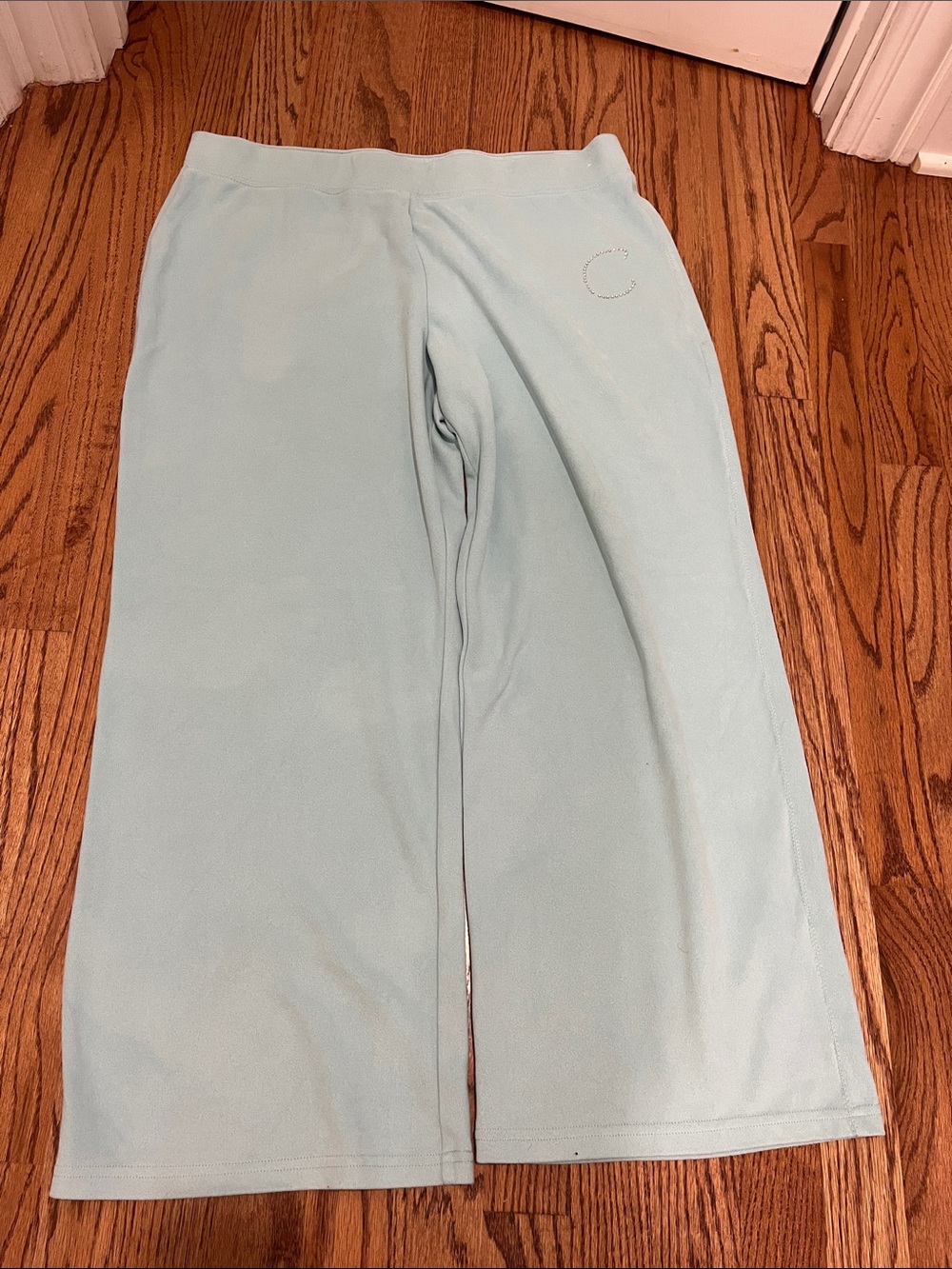 New York & Company Light Aqua Wide-Leg Faux Suede Pants